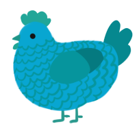 A cerulean and teal chicken with a lace pattern