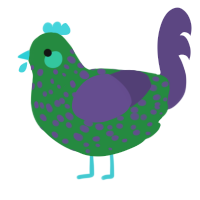 A viridian and overcast chicken with a speckle pattern