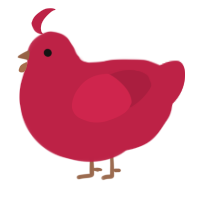 A crimson chicken