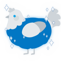 A sapphire and mist chicken with a head pattern