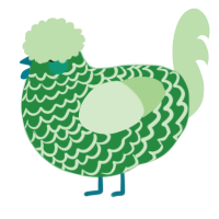 A viridian and gluppy chicken with a lace pattern