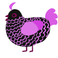 A black and orchid chicken with a lace pattern