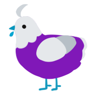 A violet and mist chicken with a head pattern