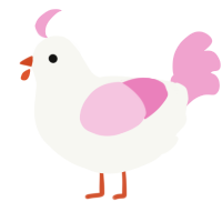 A white and pink chicken