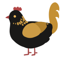 A sable and gold chicken with a neck-speckle pattern
