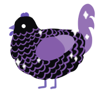 A white and grass chicken with a lace pattern