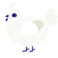 A white chicken with a lace pattern