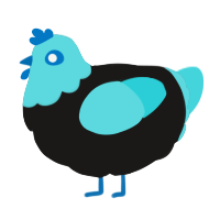 A sable and aqua chicken with a head pattern