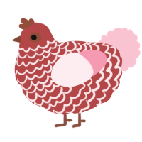 A red and rose chicken with a lace pattern