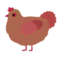 A brown and red chicken with a lace pattern