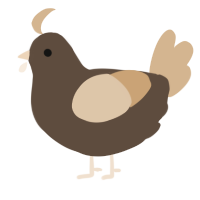A bark and beige chicken