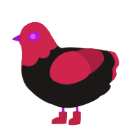 A sable and crimson chicken with a head pattern