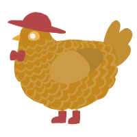 A ochre and gold chicken with a lace pattern