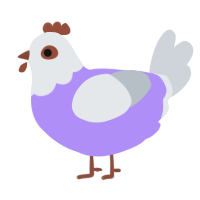 (unnamed), a lilac and mist chicken with a head pattern