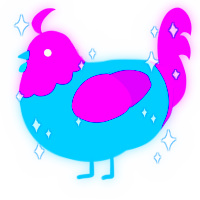 A sky and amethyst chicken with a head pattern