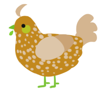 A ochre and beige chicken with a speckle pattern