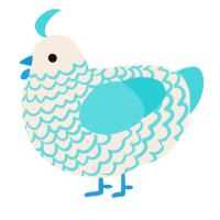 A cream and aqua chicken with a lace pattern
