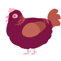 A wine and red chicken with a neck-band pattern