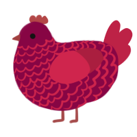 A maroon and crimson chicken with a lace pattern
