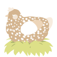 A beige and cream chicken with a speckle pattern