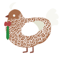 A brown and white chicken with a double-lace pattern