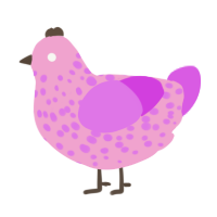 A pink and orchid chicken with a speckle pattern