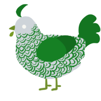 A mist and leaf chicken with a double-lace pattern