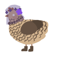 A beige and bark chicken with a lace pattern