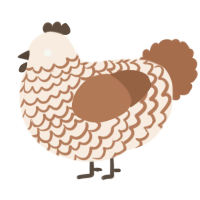 A cream and brown chicken with a lace pattern