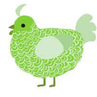 A grass and gluppy chicken with a double-lace pattern