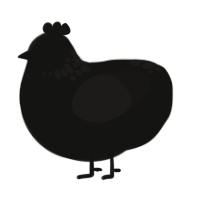 A black and sable chicken with a neck-speckle pattern