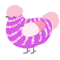 A orchid and rose chicken with a bar pattern