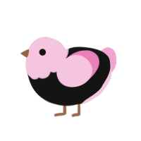 Megucheepne Clucka, a black and pink chicken with a head pattern