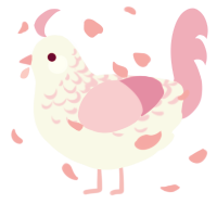 A white and pink chicken with a half-lace pattern