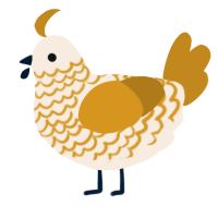 A cream and ochre chicken with a lace pattern