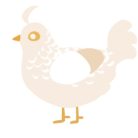 A cream chicken with a half-lace pattern