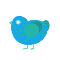 orb, a sky and turquoise chicken with a speckle pattern