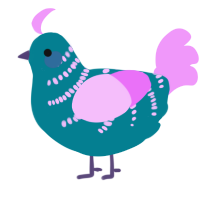 A sea and lavender chicken with a half-bar pattern