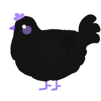 A black chicken with a lace pattern
