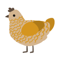A beige and ochre chicken with a lace pattern