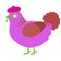 A orchid and red chicken with a neck-band pattern