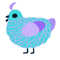 A aqua and lilac chicken with a lace pattern