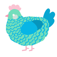 A mint and cerulean chicken with a lace pattern