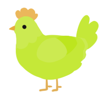 A lime chicken with a head pattern