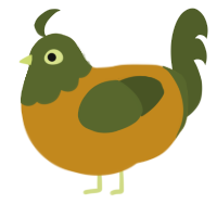 A ochre and olive chicken with a head pattern
