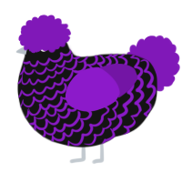 A black and violet chicken with a lace pattern