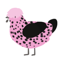 (unnamed), a pink and black chicken with a speckle pattern