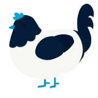 A white and tumblr chicken with a head pattern