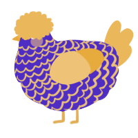 A indigo and honey chicken with a lace pattern