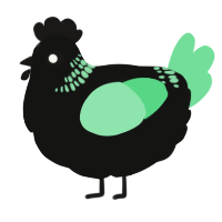 A black and spring chicken with a neck-band pattern